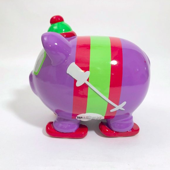 EUC Purple Green Red Piggy Coin Bank 7.75x7x6 inches - Picture 3 of 8